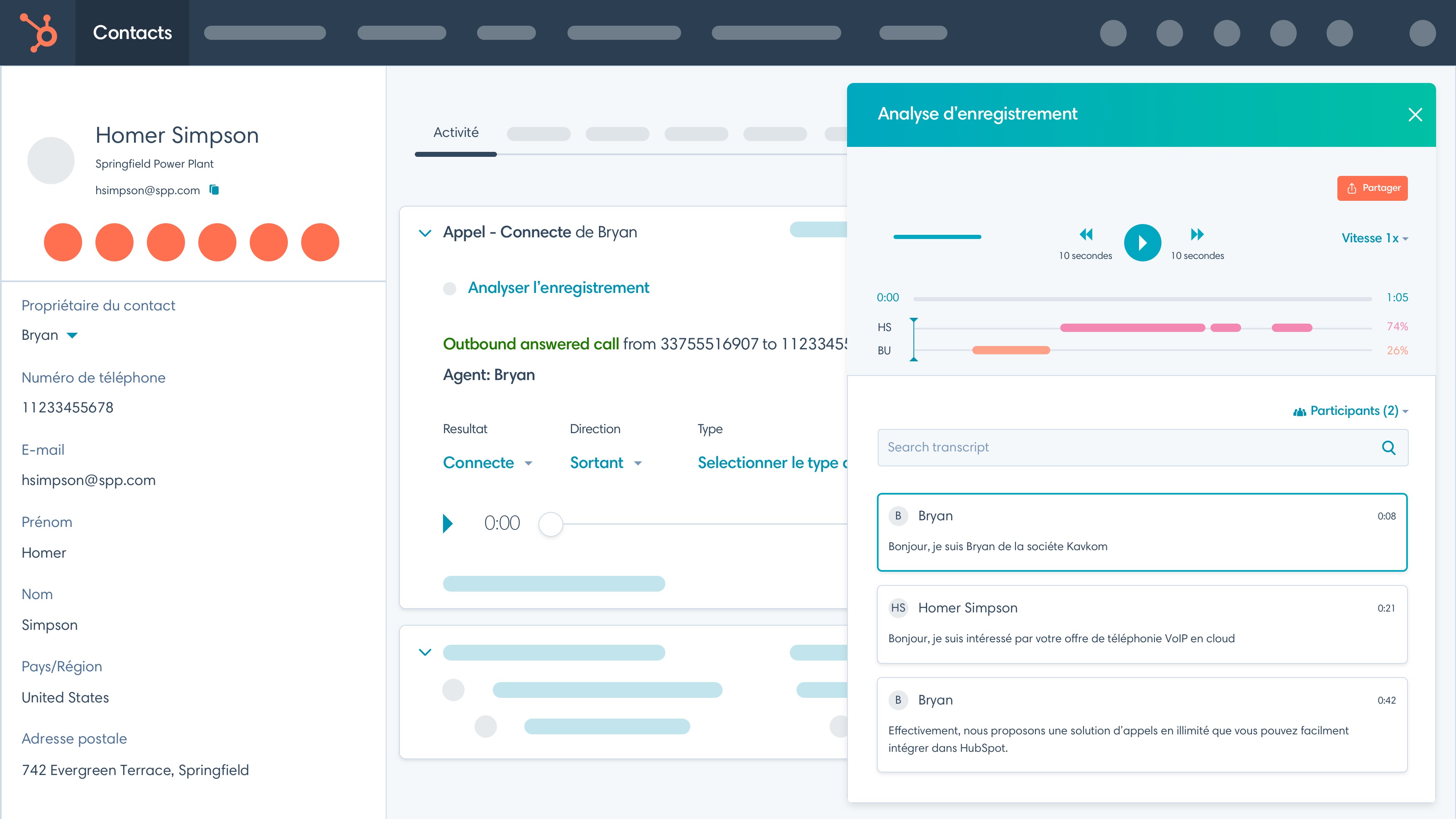 Enregistrements des appels et analyse